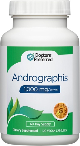 [BRSRAYIEA4IR42D5] DOCTORS' PREFERRED Andrographis Extract - 1,000 mg/Serving, 120 Vegan Capsules