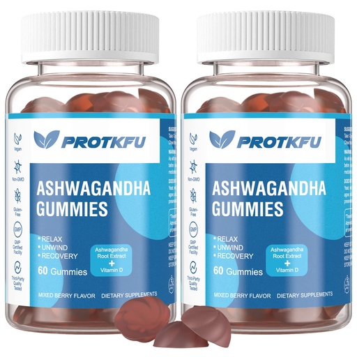 [BRSRMYANPMCWCYDF] ProTKFU 2 Pack Ashwagandha Gummies & Vitamin D3 Gummies Organic Aswangdha Supplement for Improve Sleep, Stress Relief & Mood Calm (Non-GMO, Gluten-Free & Sugar Free)