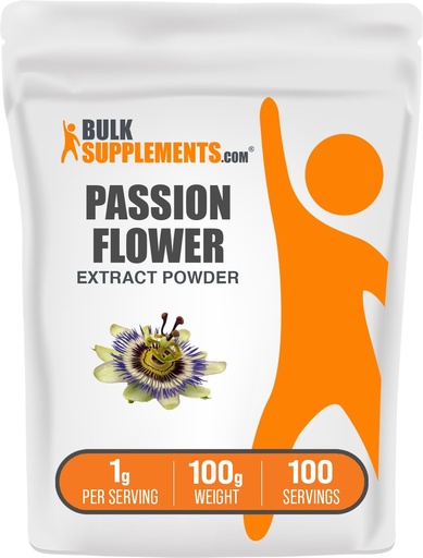 [BRSWKFIABUNBUELU] BulkSupplements.com Passion Flower Extract Powder - Passion Flower Supplement, Herbal Supplement - Gluten Free, 1g per Serving, 100g (3.5 oz) (Pack of 1)