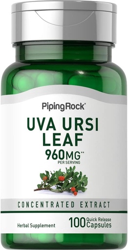 [BRSWIHAAOR5RSDDE] Piping Rock Uva Ursi Capsules | 960mg | 100 Pills | Herb Leaf Extract Supplement | Non-GMO, Gluten Free