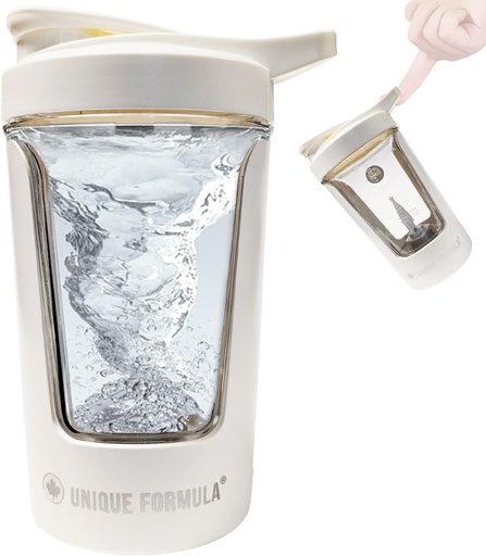 [BRSRAGICCMNWA3Y6] Electric Protein Shaker Bottle – 15oz USB Rechargeable Portable Mixer for Protein Shakes, Smoothies & Pre Workout, Tritan-Safe, BPA-Free, Gym Accessories, leak proof (White)