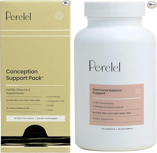 [BRSROC32BUBAAGT7] Perelel Conception Support Pack & Hormon Balance Support, Prenatal Multivitamin dla płodności Wellness & Kobiet Suplement do wsparcia zdrowia kobiet, 150 Pigułki