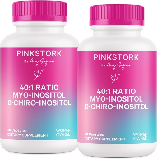 [BRSRABQ3OJ6RGADF] Pink Stork Myo-Inositol & D-Chiro Inositol Supplement - Hormonal Balance for Women - Ovarian Support - 40:1 Ratio - Fertility Supplements for Women - 180 Capsules, 2 Month Supply