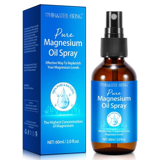 [BRSRAYA7BB4BE3I2] Magnesium Spray, Pure Magnesium Oil Spray for Feet, Natural Ingredient in Glass Bottle, Easy to Absorb and Use 1Pack