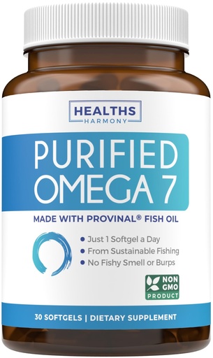 [BRSWKZATAUFWAEI3] Omega 7 Supplement for Women and Men - High Potency & Purity Palmitoleic Acid Fatty Acid Fish Oil Supplement from Patented Provinal with Lowest Palmitic Acid - Sustainably Sourced (1 Month Supply)