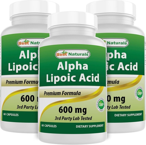 [BRSW2AQPA4BAEEI6] Best Naturals Alpha Lipoic Acid 600 mg 60 Capsules - ALA Powerful Antioxidant (60 Count (Pack of 3))