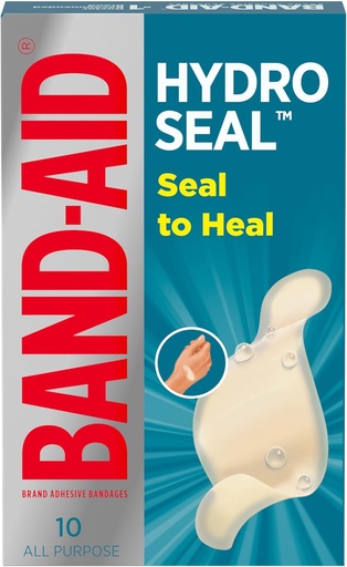 [BRSWGZI5BV7BQ2TB] BAND-AID Brand Hydro Seal Adhesive Waterproof Bandages, Hydrocolloid Gel Patch for First Aid, Faster Healing for Minor Blisters, Cuts & Scrapes, 10 Count