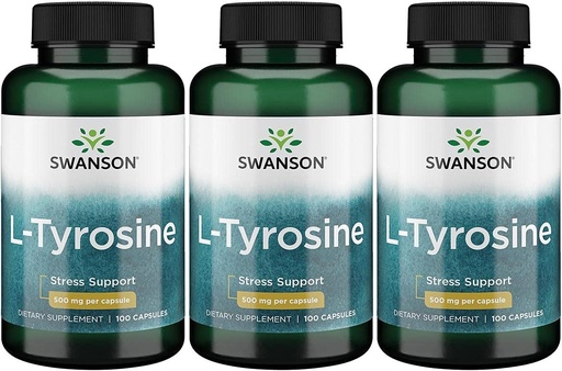 [BRSWGFD3BZYWGALJ] Swanson L-tyrosine - Aminozuur supplement het bevorderen van stress ondersteuning, cognitieve functie - helpt ondersteuning van algemene hersenen gezondheid - (100 capsules, 500 mg Elke) 3 Pack