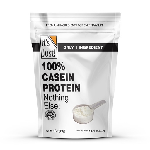 [BRSREYYLDMHBSCTK] It's Just! - 100% Casein Protein Powder, Made in USA, One Ingredient, Slow Burning, Time Release (1 Pound (Pack of 1), Unflavored)