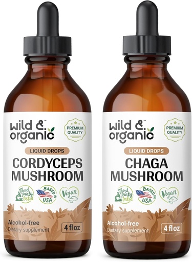 [BRSRAGABBECRSD33] Wild & Organic Cordyceps Tincture 4 fl oz & Chaga Mushroom Tincture 4 fl oz