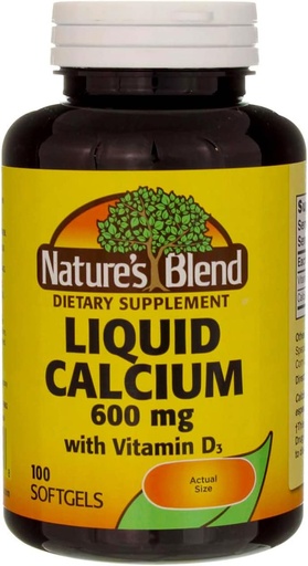 [BRSWIFTZDMPGGFY7] Liquid Calcium 600mg with D-3 (100 Softgels) 3 BOTTLES Total of 300 Softgels