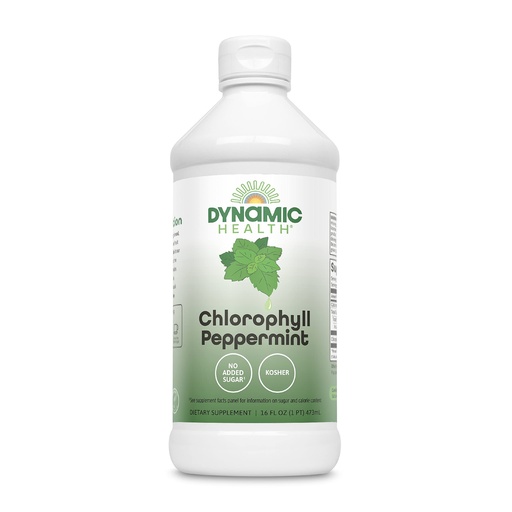 [BRSWIAADCEGQMH3O] Dynamic Health Liquid Chlorophyll Peppermint 100 mg, Sodium Copper Chlorophyllins with Alfalfa and Mulberry Leaves, Plant Cleanse and Deodorizing, No Added Sugar, 16 Fl Oz