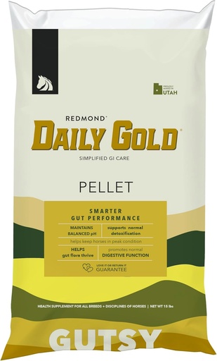 [BRSROFT3CABBQ2DP] REDMOND Daily Gold Pellets Stress Relief, Natural Healing Clay for Gastric Ulcers in Horses (15 LB)