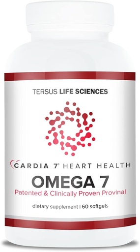 [BRSWK23YDEBWMCQ5] Cardia 7 Heart Health Omega 7 - Containing Patented Provinal Purified Omega 7 Fatty Acids - No Fish Smell or Burp-Back - 60ct Soft Gels