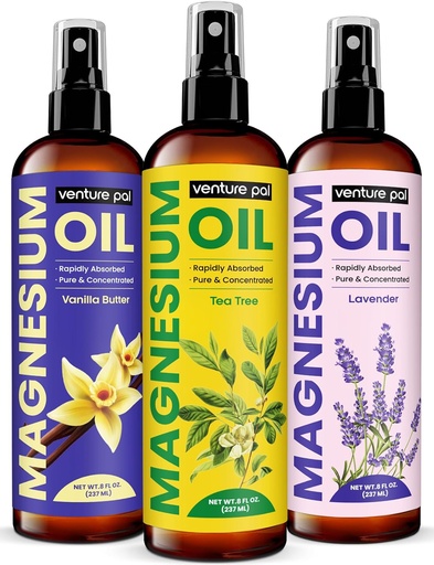 [BRSRAZYYCMGQKAL4] Venture Pal 100% Pure Magnesium Oil Spray with Tea Tree, Fast Absorption, Less Sting, Ultra-Soothing for Sleep & Muscle Relaxation, Seven (Big 8 oz) Minerals