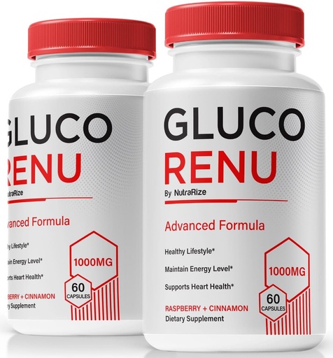 [BRSRAAIZPMGRYCL7] (2 Pack) Gluco Renu Capsules, Official GlucoRenu Pills, Natural Support For Healthy Levels, Circulation and Balance, Premium Formula Blood Vessel Cleaner, GlucoReNu Glyco Optimizer (120 Capsules)