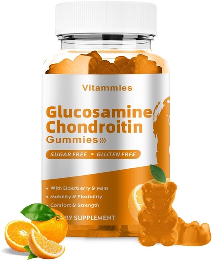 [BRSRAGQQOZYR4C3V] Glucosamine Chondroitin Gummies with MSM & Elderberry Extra Strength - Joint Support, Antioxidant Immune Support Supplement for Adults, Men & Women Minerals, coenzyme Q10, DHA - 60 Orange Gummies