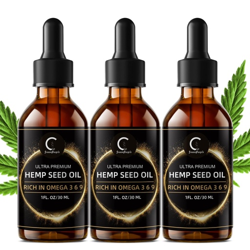 [BRSWYCT5AR5AYFDP] GPGP GreenPeople 3 Packs Natural Hemp Seed Oil Liquid Drop, Immune System Support, Support Focus and Energy, and Support Nighttime Activities, Pure Extract, Rich in Omega 3&6&9 Fatty Acids