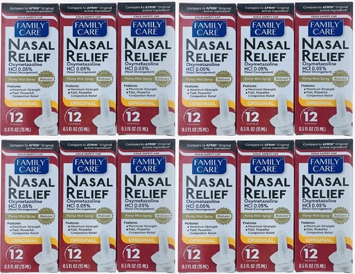 [BRSWIZA7OUAWAHTY] (12 pack) Nasal Relief Spray, 12 hour Pump Mist (Oxymetazoline HCL) 0.5 fl oz