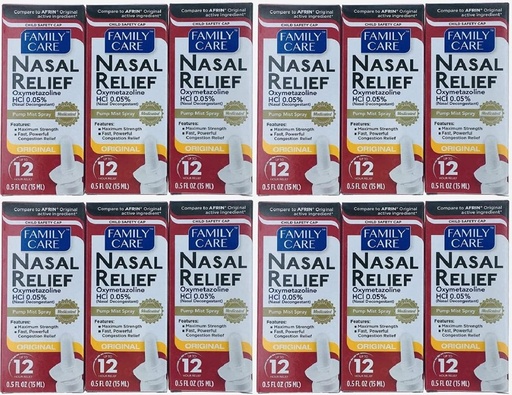 [BRSWIZA7OUAWAHTY] (12 pakke) Nasal relief Spray, 12 timer Pump Mist (Oxymetazolin HCL) 0.5 fl oz