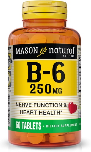 [BRSWIFYLAQNBCCTI] MASON NATURAL Vitamin B-6 250mg 60 TABS