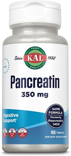 [BRSWIYT3OMAQCAD2] KAL Pancreatin 350mg, Digestive Enzymes for Women and Men, Pancreatic Enzymes for Digestive Health Support, Gluten Free, Non-GMO, Rapid Disintegration, 60-Day Guarantee, 100 Servings, 100 Tablets