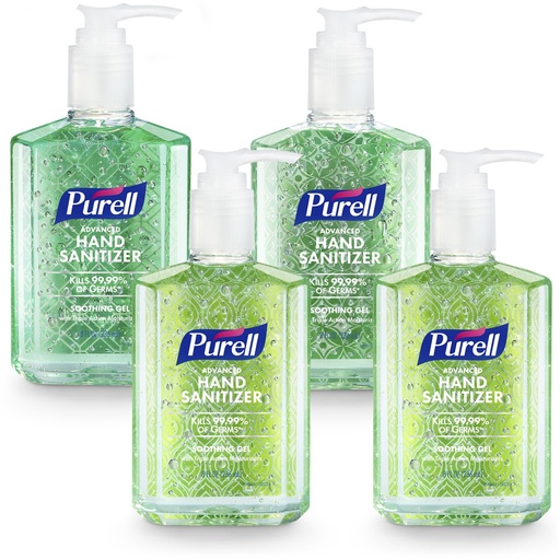 [BRSWIB33BAIACGDU] PURELL Advanced Hand Sanitizer Soothing Gel, Fresh Scent, 8 fl oz Pump Bottle (Pack of 4), 9674-06-ECDECO
