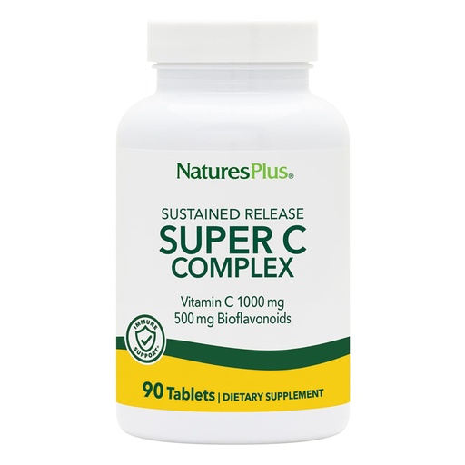 [BRSWIYTYCUOGAHLK] NaturesPlus Super C Complex, Sustained Release - 90 Tablets - 1000mg Vitamin C + 500mg Bioflavonoids - Vegetarian, Gluten Free - 90 Servings