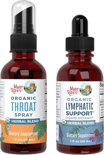 [BRSRAGA5BEIRGEQV] MaryRuth Organics Throat Spray (Unflavored) & Lymphatic Cleanse Drops | USDA Organic, Clean Label Project Verified® | Vitamins for Throat Relief, Immunity & Overall Health | Vegan, Gluten Free, Non-G