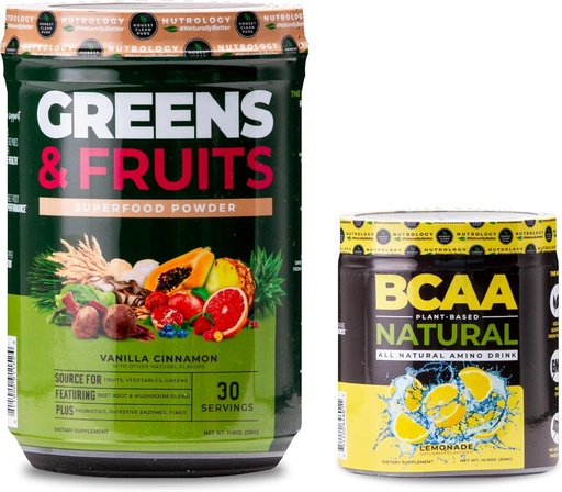 [BRSRAZD5PIBAMD3L] Nutrology Greens & Fruits Powder-Naturally Sourced Superfood, Vanilla Cinnamon (30 Servings) BCAA Natural, Plant Based BCAA Powder, Lemonade Flavor (30 Servings)