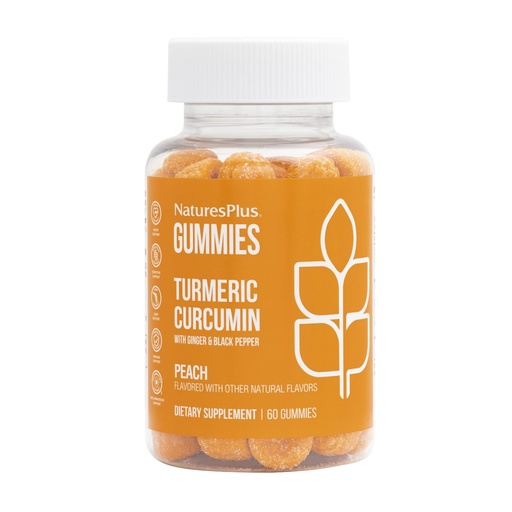 [BRSRM235DIMQIDIZ] NaturesPlus Gummies Turmeric Curcumin - 60 Gummies, Peach - Supports Joint, Digestive & Cardiovascular Health - Vegan, Gluten Free, Non-GMO - 30 Servings