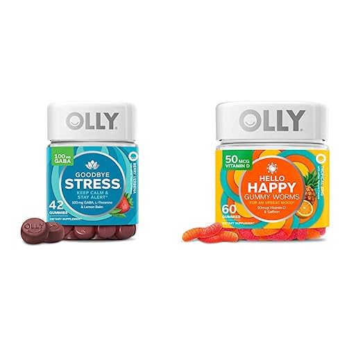 [BRSRO2QKOB5WGDY7] OLLY Goodbye Stress and Hello Happy Gummy Starter Pack Bundle, Keep Calm, Mood Support, 42 and 60 Count