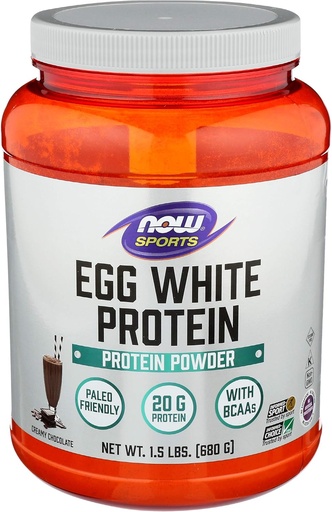 [BRSWIFD2AJ7QCFT2] Now Foods, Egg White Protein Chocolate, 24 Ounce