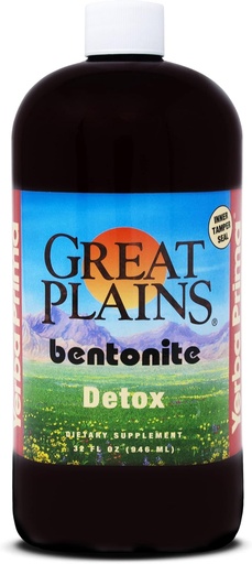 [BRSWIY37BF7QYGDM] Yerba Prima Great Plains Bentonite - 32 oz - Natural Internal Liquid Clay Cleansing Supplement - BPA-Free Plastic Bottle