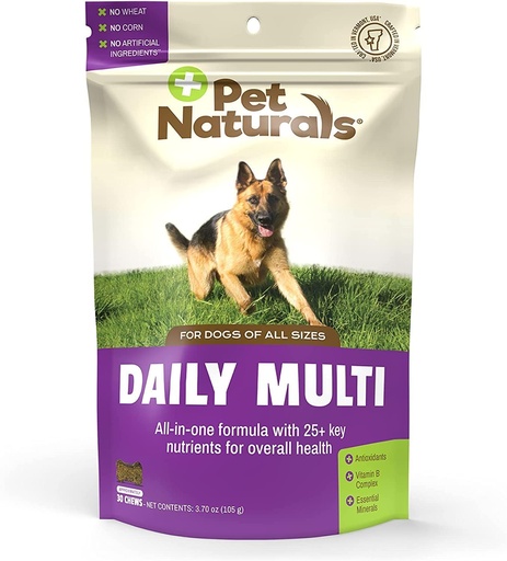 [BRSWKZYRBYCWIF3M] Pet Naturals Daily Multivitamin for Dogs, Veggie Flavor, 30 Chews - Yummy Chews with Amino Acids, and Antioxidants - Supports Energy, Metabolic Function and Pet Wellness