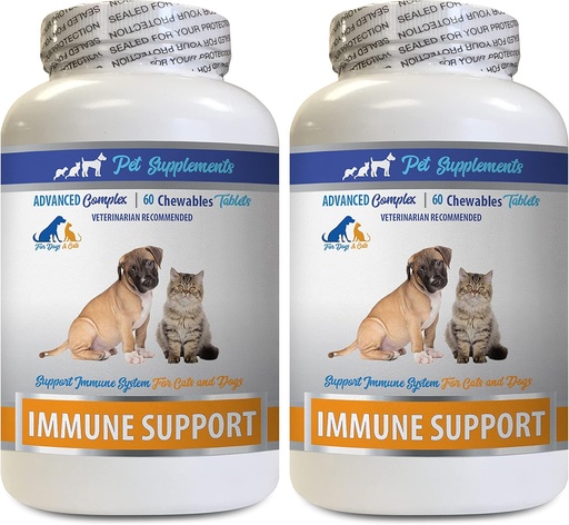 [BRSWGAI5OB5R42Q7] Dog Immune Support - PET Immune Support - för hundar och katter ENDAST - Natural - VETS Choice - Dog Turmeric Supplement - 120 Behandlingar (2 flaskor)
