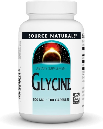 [BRSWIY35AQPGY3LG] Fuente Natural Glicina 500 mg Suplemento dietético Aminoácidos - 100 cápsulas