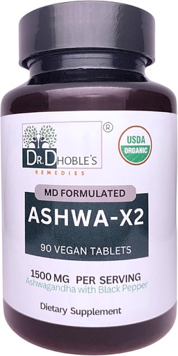 [BRSROAINOAAQKHTG] Ashwa X2, Md Formulated Vegan Tablets with Natural Ingredients &quot; Black Pepper which Increase Bioavailability, 1500mg, No Extract, USDA Organic