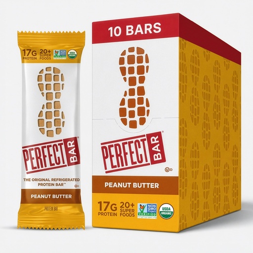 [BRSWYAQOOYJRYA3B] Perfect Bar Protein Bars, Peanut Butter, Gluten Free, Made with Organic Honey, Cookie Dough Texture, Refrigerated Protein Snack, 10 Count, 2.5 Oz Bar