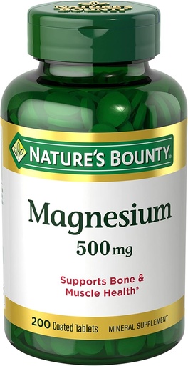 [BRSRMAYPAUMQAD3X] Nature’s Bounty Magnesium, Tablets, 500 mg- 200 Ct..
