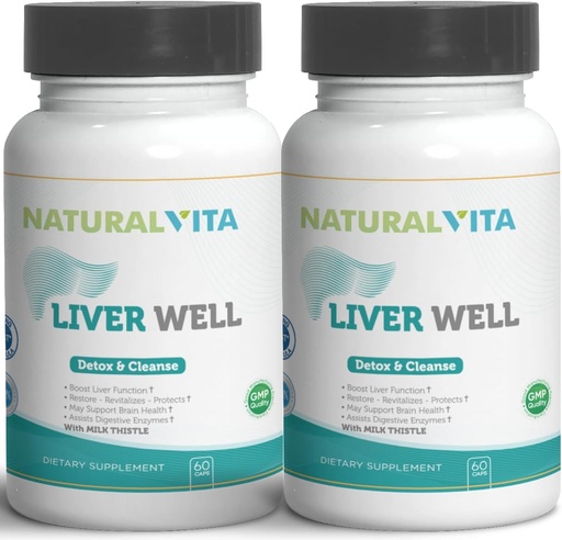 [BRSROGIPB4MRAAL3] Liver Well (2) Cleanse, Metabólica Support Dtox - Suplemento de hígado para la salud de la helecho con extracto de esteto de leche
