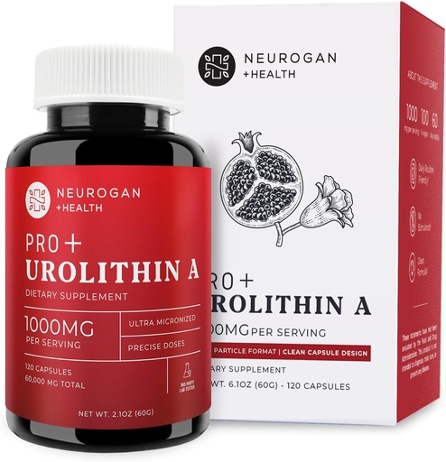 [BRSROAT5AB7WG2D3] Neurogan Urolithine A Capsules PRO - 1000mg, 120 Ct - Santé Cellulaire Avancée, Suppléments Biotiques - Supplément Ultra Micronisé Urolithine A, Extrait de grenade