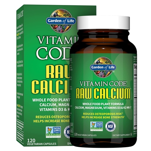[BRSWIYIFOB4BUFA7] Garden of Life Raw Calcium Supplement for Women and Men - Vitamin Code Made from Whole Foods with Magnesium, K2, Vitamin D3 and Vitamin C plus Probiotics for Digestion, 120 Capsules