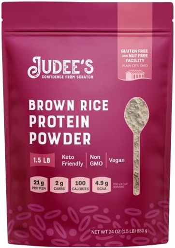 [BRSWGAL5A54BUFL4] Judee 's Gluten Free Brown Rice Protein Powder - Plant- Based Vegan Protein - Gluten- Free Meal Pótlás - 1,5 lb, Nem ízesített