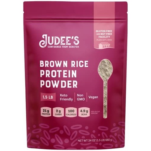 [BRSWGAL5A54BUFL4] Judee's Gluten Free Brown Rice Protein Powder - Plant-Based Vegan Protein - Gluten-Free Meal Replacement - 1.5 lb, Unflavored