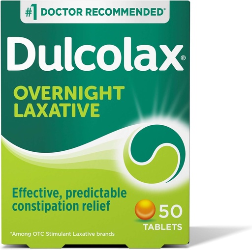 [BRSWIYTQCAOROHTK] Dulcolax Stimulant Laxative Tabletler, Tahmin edilebilir ve Etkili Constipation Relief, Relieves Straining & Bloating, Bisacody 5 mg, 50 Count