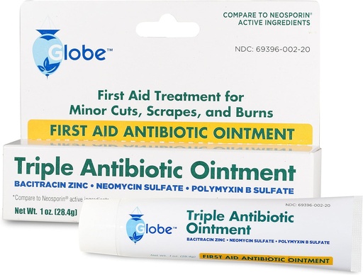 [BRSWKYIZA56WOYLE] Globe Triple Antibiotic First Aid Ointment, 1 Oz. | 24-Hour Infection Protection, Treatment for Minor Scrapes, Burns and Cuts | (1 Tube)