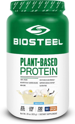 [BRSRM2QCCJYBAH3D] BioSteel Vegan Protein Powder - Vanilla, NSF para o esporte, 1,8 lbs, 22g Protein, 25 Servings - Planta based Protein Powder com arroz marrom, sementes de ervilha e abóbora - Premium Protein Powder