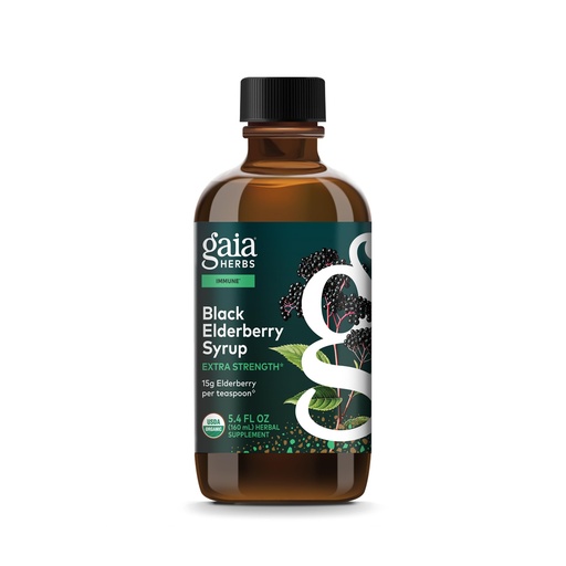 [BRSWIYL7C4ARQCLI] Gaia Herbs Black Elderberry Syrup - Made with Organic Black Elderberries (Sambucus nigra) for Immune System Support* - USDA Certified Organic Formula - 5.4 Fl Oz (About 32 to 128 Servings)