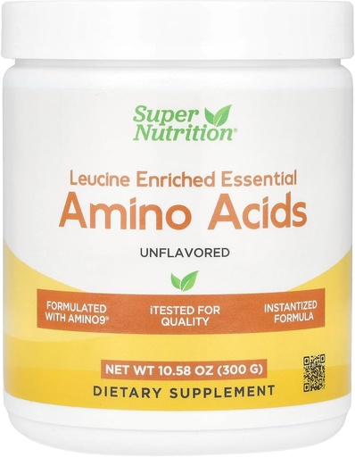 [BRSRAFARPMAQ223J] SuperNutrition Leucine Enriched Essential Amino Acids with L-Leucine, L-Lysine, L-Threonine, and L-Isoleucine, Unflavored, 10.58 oz (300 g)